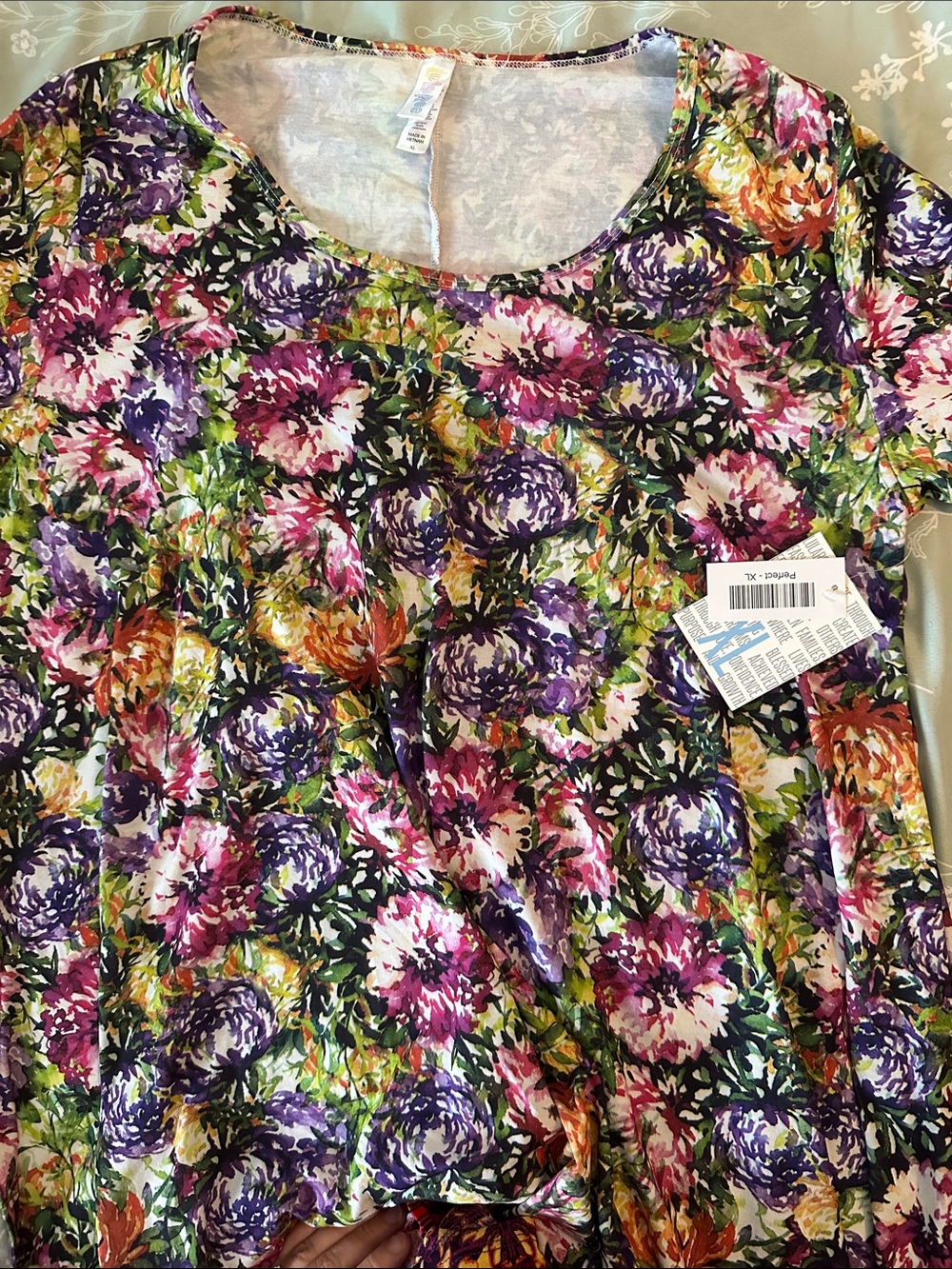 LuLaRoe Floral Scoop Neck Top in Purple, Pink, Green, Yellow, Orange